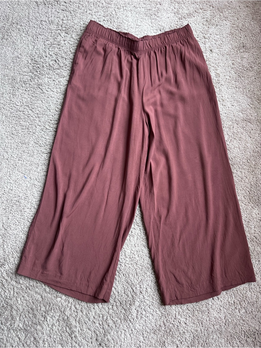 H&M Wide-Leg Elastic Waist Pants - Dusty Rose L